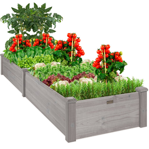 8X2Ft Outdoor Wooden Raised Garden Bed Planter for Grass, Lawn, Yard - Gray