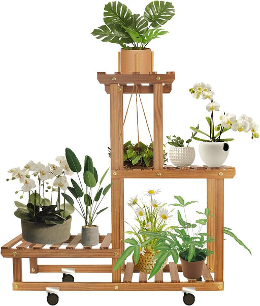 Wood Plant Stand , Plant Stands for Indoor Plants,4 Tiered Large Plant Stand, Plant Shelf in Corner Living Room Balcony Terrace Wooden Plant Stand(8 Flowerpots)
